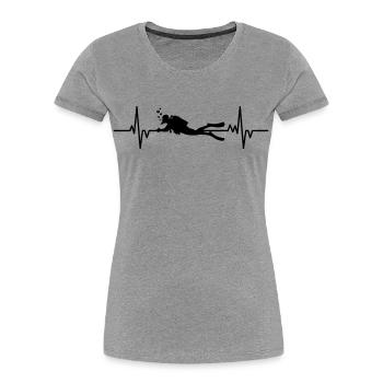Diver - Heartbeat - Frauen Premium Bio T-Shirt - Grau meliert - Vorne - Mia (176cm)