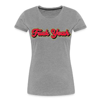 Verdammt ja, 3D Red Script - Frauen Premium Bio T-Shirt - Grau meliert - Vorne - Mia (176cm)