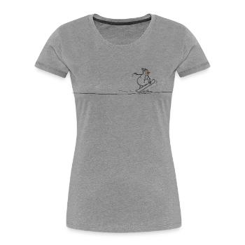 Snowbaord-Schneemann - Frauen Premium Bio T-Shirt - Grau meliert - Vorne - Mia (176cm)