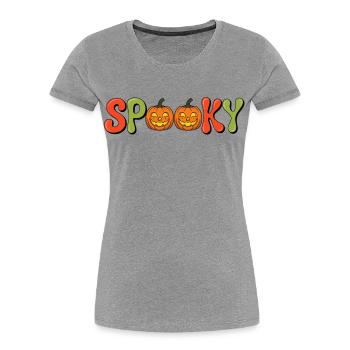 Spooky Pumpkin Lettering - Women's Premium Organic T-Shirt - heather grey - Front - Mia (176cm)