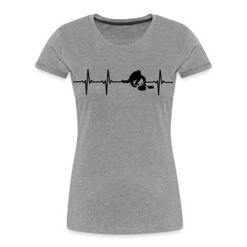 Impulsion de joueur de curling - T-shirt bio Premium Femme - gris chiné - Devant - Mia (176cm)