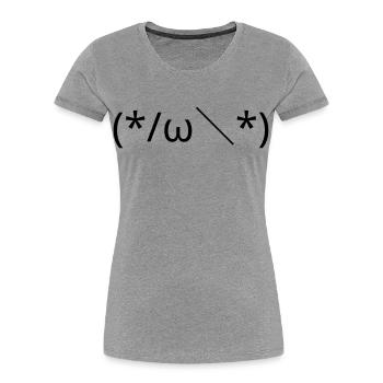 Verlegenes Emote (*/ω＼*) schüchtern Kaomoji - Frauen Premium Bio T-Shirt - Grau meliert - Vorne - Mia (176cm)