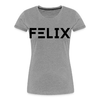 Prénom Felix - T-shirt bio Premium Femme - gris chiné - Devant - Mia (176cm)