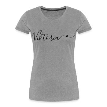 Prénom de famille Viktoria Prénom décoratif - T-shirt bio Premium Femme - gris chiné - Devant - Mia (176cm)