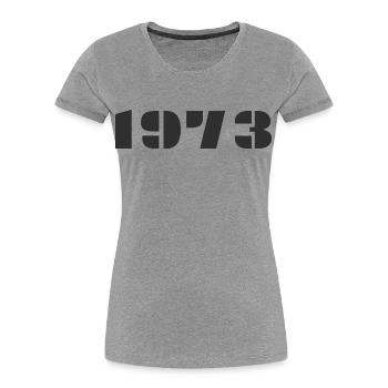 1973 - Frauen Premium Bio T-Shirt - Grau meliert - Vorne - Mia (176cm)