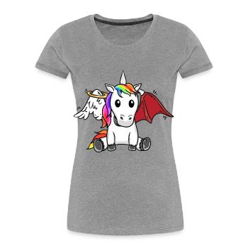 Unicorn Heavenly Depraved Bad Satanic - Women's Premium Organic T-Shirt - heather grey - Front - Mia (176cm)