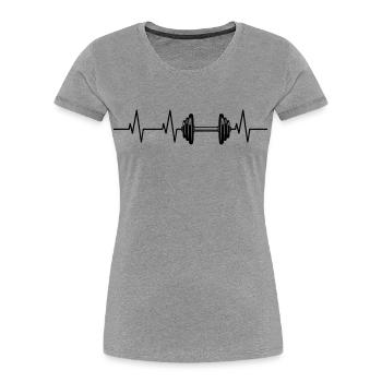 Fitness Herzlinie - Frauen Premium Bio T-Shirt - Grau meliert - Vorne - Mia (176cm)