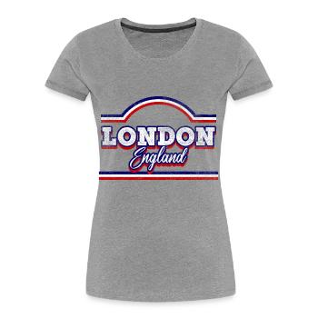 London England UK City Font Vintage Retro - Women's Premium Organic T-Shirt - heather grey - Front - Mia (176cm)