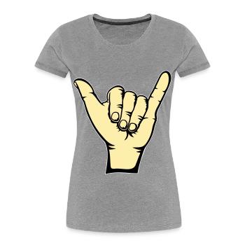 Surfer Icon Hand - T-shirt bio Premium Femme - gris chiné - Devant - Mia (176cm)