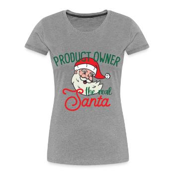 Product Owner Noël, le vrai Noël du Père Noël - T-shirt bio Premium Femme - gris chiné - Devant - Mia (176cm)