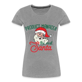 Product Manager xmas Santa Weihnachten Srum Master - Frauen Premium Bio T-Shirt - Grau meliert - Vorne - Mia (176cm)