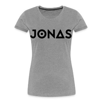 Prénom Jonas - T-shirt bio Premium Femme - gris chiné - Devant - Mia (176cm)