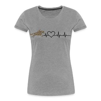 Pferd Herzschlag – Minimalistisches Reiten Motiv - Frauen Premium Bio T-Shirt - Grau meliert - Vorne - Mia (176cm)