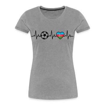 Azerbaijan Football Heartbeat Azerbaijan - Women's Premium Organic T-Shirt - heather grey - Front - Mia (176cm)