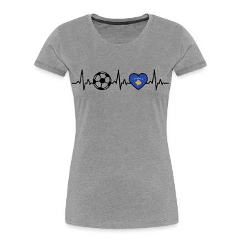 Kosovo Football Heartbeat Kosovo - T-shirt bio Premium Femme - gris chiné - Devant - Mia (176cm)