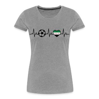 Syrien Fußball Herzschlag Syrien - Frauen Premium Bio T-Shirt - Grau meliert - Vorne - Mia (176cm)