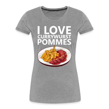 Currywurst Pommes Bratwurst Ruhrpott Ruhrgebiet - Frauen Premium Bio T-Shirt - Grau meliert - Vorne - Mia (176cm)