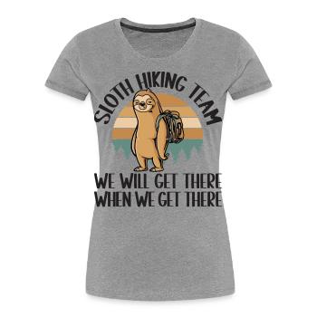 Herzschlag Bergsteiger mit Hund Wanderer Berg - Frauen Premium Bio T-Shirt - Grau meliert - Vorne - Mia (176cm)
