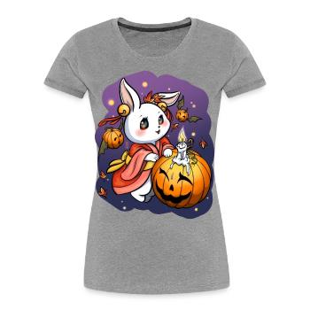 Niedliches Obon-Kaninchen - Frauen Premium Bio T-Shirt - Grau meliert - Vorne - Mia (176cm)