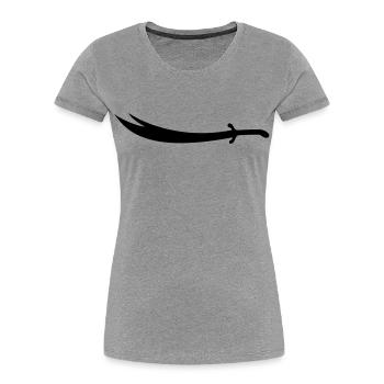 Ali Épée Zülfikar - T-shirt bio Premium Femme - gris chiné - Devant - Mia (176cm)