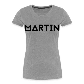 Prénom Martin - T-shirt bio Premium Femme - gris chiné - Devant - Mia (176cm)