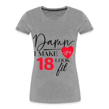 18 Birthday - Funny Fitness Birthday Saying - Women's Premium Organic T-Shirt - heather grey - Front - Mia (176cm)