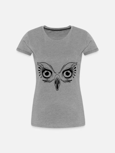 Eulenkopf - Frauen Premium Bio T-Shirt - Grau meliert