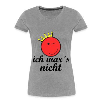 Ich war es nicht - Frauen Premium Bio T-Shirt - Grau meliert - Vorne - Mia (176cm)