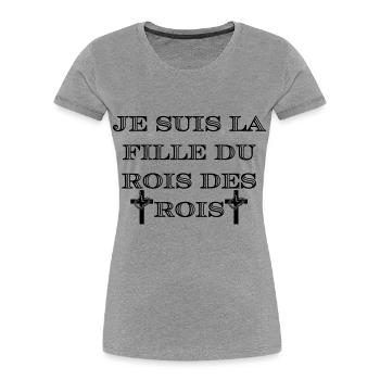 Christian T-Shirt & Accessoires - Frauen Premium Bio T-Shirt - Grau meliert - Vorne - Mia (176cm)