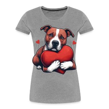 Pitbull Le modèle - T-shirt bio Premium Femme - gris chiné - Devant - Mia (176cm)