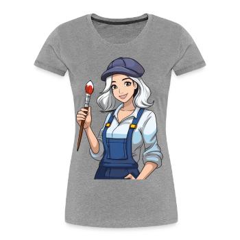 Künstlerin - Frauen Premium Bio T-Shirt - Grau meliert - Vorne - Mia (176cm)