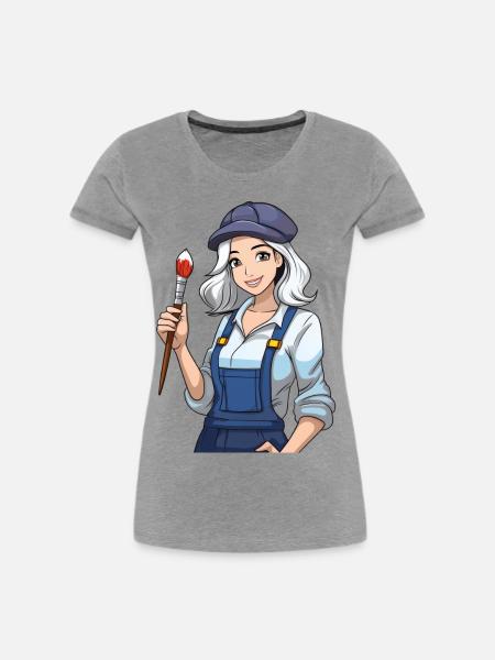 Künstlerin - Frauen Premium Bio T-Shirt - Grau meliert