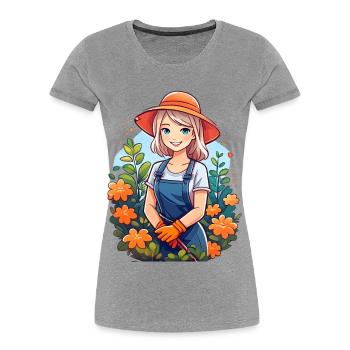 Gärtnerin - Frauen Premium Bio T-Shirt - Grau meliert - Vorne - Mia (176cm)