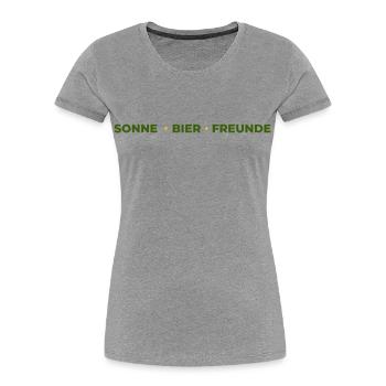 Sonne Bier FreundeT-Shirt–Frühlingsfest Biergarten - Frauen Premium Bio T-Shirt - Grau meliert - Vorne - Mia (176cm)