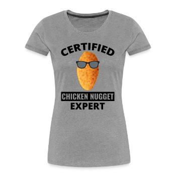Chicken Nuggets Fast Food Lustiger Spruch - Frauen Premium Bio T-Shirt - Grau meliert - Vorne - Mia (176cm)
