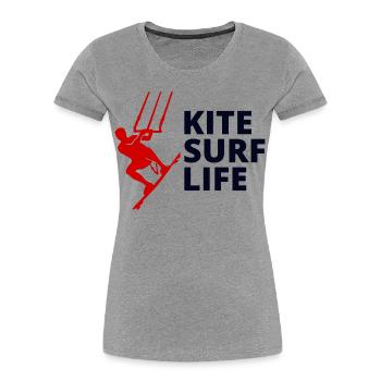 Kitesurfing Kiteboarding Kiteboarder Kitesurf - Women's Premium Organic T-Shirt - heather grey - Front - Mia (176cm)