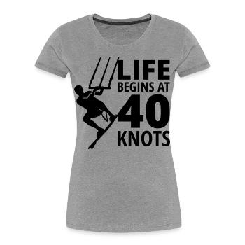 Kitesurfen Kiteboarding Kiteboarder Kitesurf - Frauen Premium Bio T-Shirt - Grau meliert - Vorne - Mia (176cm)