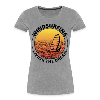 Windsurfen Windsurf Windsurfer Vintage Retro - Frauen Premium Bio T-Shirt - Grau meliert - Vorne - Mia (176cm)