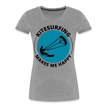 Kitesurfen Kitesurfen Kiteboarding Kiteboarder - Frauen Premium Bio T-Shirt - Grau meliert - Vorne - Mia (176cm)
