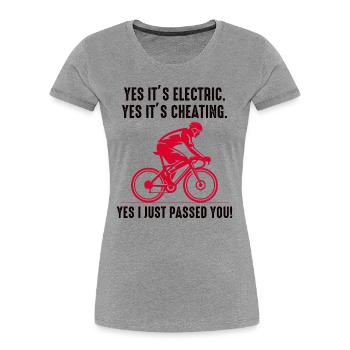 E-Bike Electric Bicycle Bike Cycling Biker Mtb - Women's Premium Organic T-Shirt - heather grey - Front - Mia (176cm)