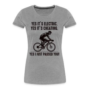 E-Bike Electric Bicycle Bike Cycling Biker Mtb - Women's Premium Organic T-Shirt - heather grey - Front - Mia (176cm)
