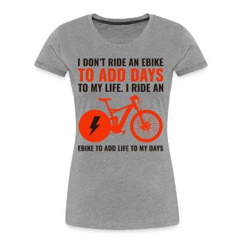 E-Bike Vélo électrique Vélo Cyclisme Biker VTT - T-shirt bio Premium Femme - gris chiné - Devant - Mia (176cm)