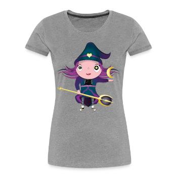Aiden - Frauen Premium Bio T-Shirt - Grau meliert - Vorne - Mia (176cm)