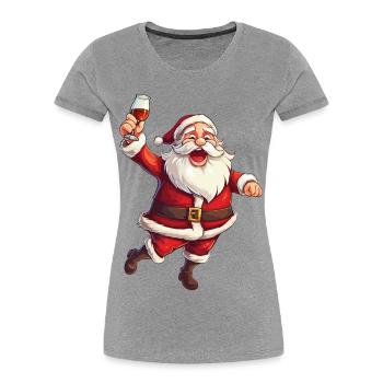 Santa Claus Alcohol Beer Mulled Wine Liquor Cheers - Women's Premium Organic T-Shirt - heather grey - Front - Mia (176cm)