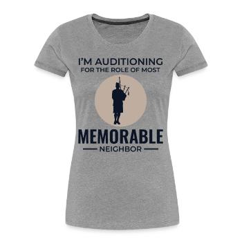 Bagpipe Player Instrument Scottish Scotland Music - Women's Premium Organic T-Shirt - heather grey - Front - Mia (176cm)