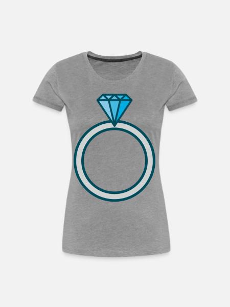 Diamantring Heiratsantrag Verloben - Frauen Premium Bio T-Shirt - Grau meliert