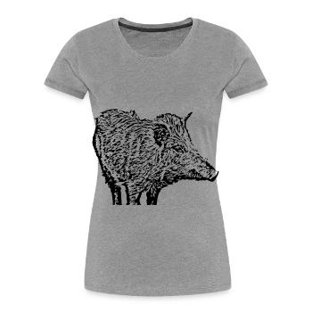 Wild boar Wild boar Pig Sow Pigs - Women's Premium Organic T-Shirt - heather grey - Front - Mia (176cm)