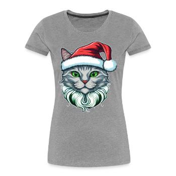 Gorgeous kitten wearing Santa hat - Women's Premium Organic T-Shirt - heather grey - Front - Mia (176cm)