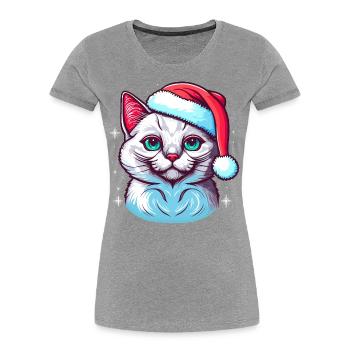 Wunderschöne Winterkatze digitale Illustration für alle - Frauen Premium Bio T-Shirt - Grau meliert - Vorne - Mia (176cm)