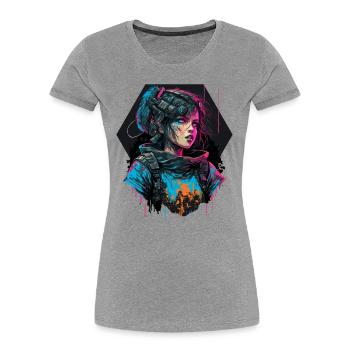 Atemberaubende digitale Illustration eines atemberaubenden Mädchens - Frauen Premium Bio T-Shirt - Grau meliert - Vorne - Mia (176cm)
